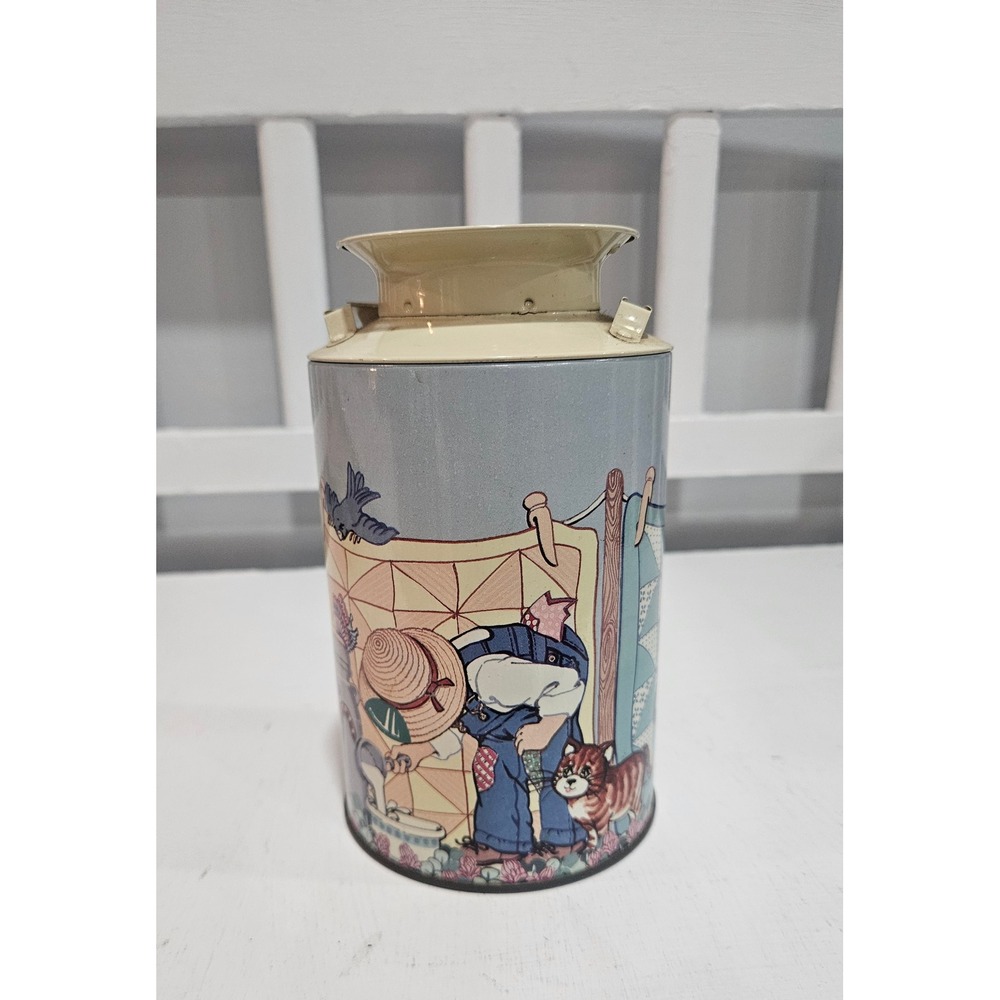 Vintage Decorative Milk Jug Cat Farmhouse Tin Collectible Decor Country Chic